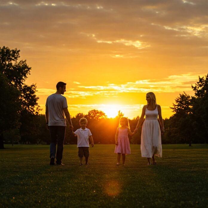Happy Family Sunset Walk