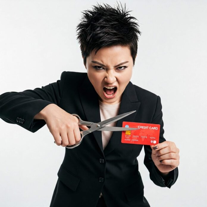 Empowered Person Cuts Credit Card