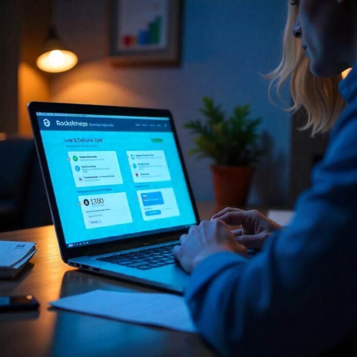 laptop displaying loan and credit card