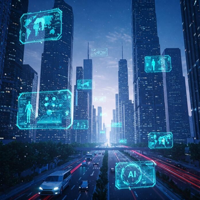 AI-Powered Futuristic Cityscape