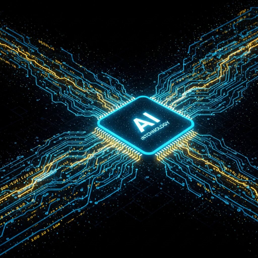AI Innovation: Glowing Circuits and Data Streams