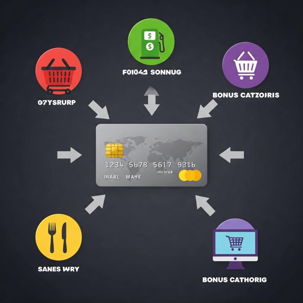 Illustrating earning more by using cards in specific categories.